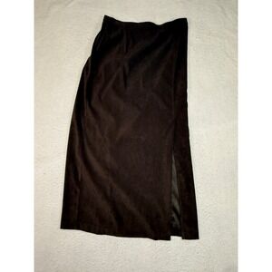 Tribal Brown Faux Suede Midi Skirt Stretch Side Slit Size 8 31820-58